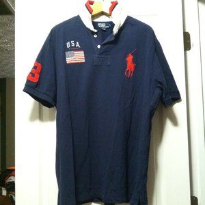 POLO RALPH LAUREN MENS BLUE 100%COTTON SHORT SLEEVE POLO SHIRT SIZE:XL